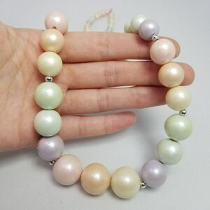 Vintage Pastel Pearlescent Graduated Beaded Single Strand Necklace, Long, Estate